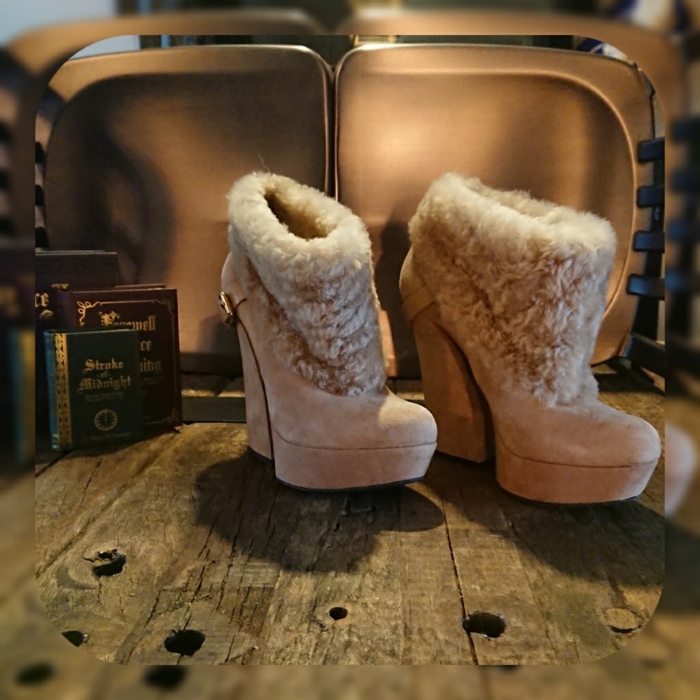 Gianmarco Lorenzi suede platform bootie